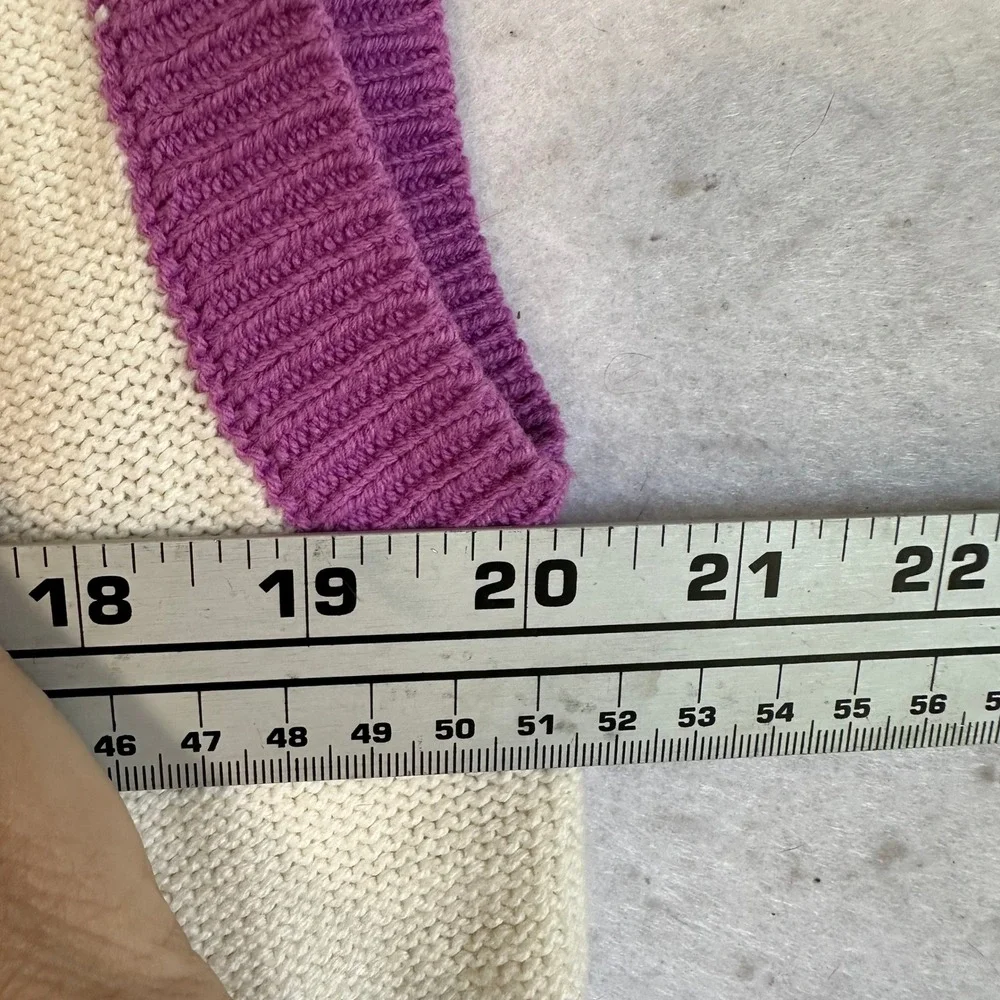 Wild Fable Cream Cable Knit Sweater Vest Colorblock Striped Trim V-Neck Large - Picture 2 of 6